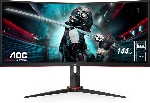 Монитор 34" AOC Gaming CU34G2X VA 3440x1440, 144 Гц, 4 мс, 21:9, 300 кд/м2, 2xHDMI, 2хDP, изогнутый, черный/красный