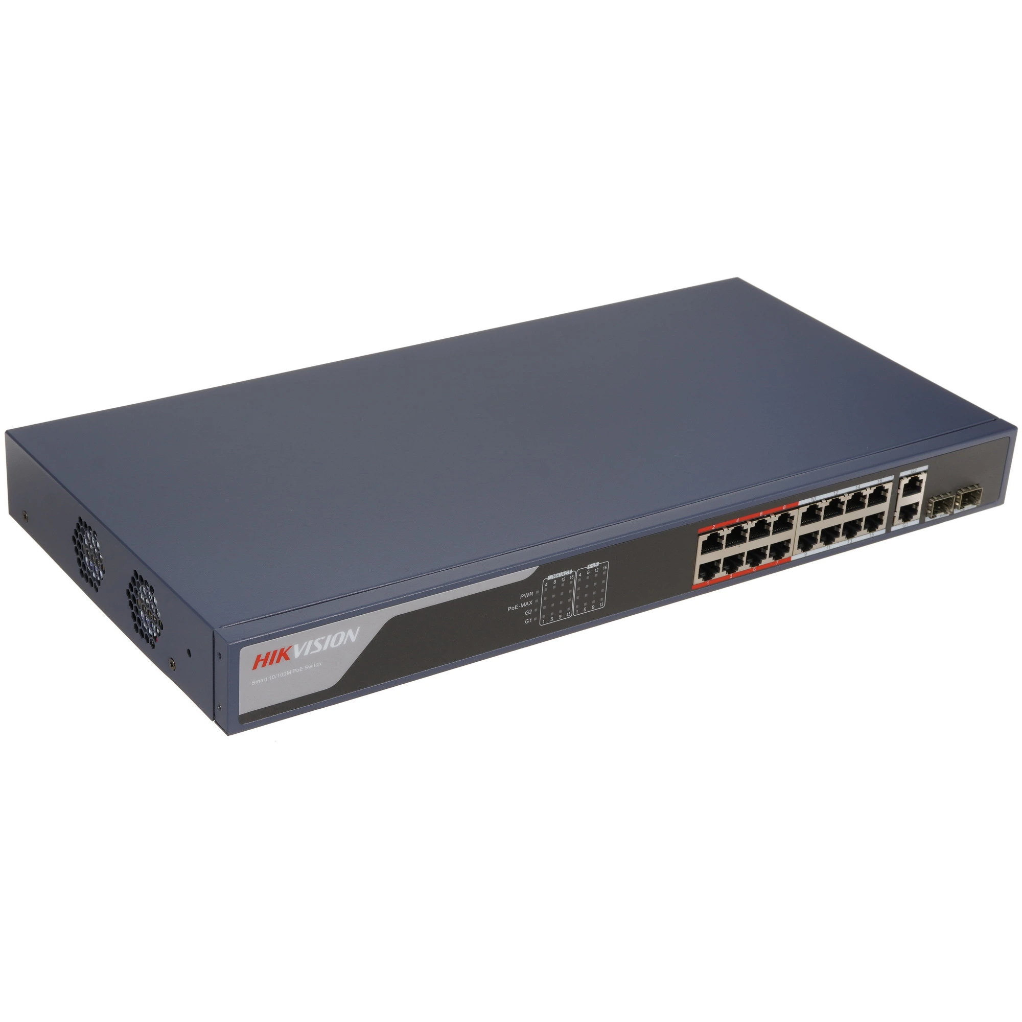 Коммутатор Hikvision DS-3E1318P-EI, 16×100 Мбит/с + 2×1 Гбит/с, управляемый