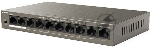 Коммутатор Tenda TEF1110P-8-63W, 8×100 Мбит/с PoE + 2×100 Мбит/с Uplink, неуправляемый