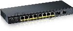 Коммутатор Zyxel GS1900-10HP, 8×1 Гбит/с (PoE) + 2×SFP, управляемый