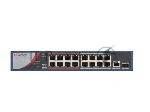 Сетевой неуправляемый коммутатор 16 RJ45 1000M PoE портов 2 SFP Uplink порта 1000М Ethernet; IEEE802.3af IEEE802.3at; бюджет PoE 125Вт; поддержка режима передачи до 100м 36 Gbps; защита от перенапряжений 100 to 240 VAC 2.5A; 150Вт;-10 C...+55C.