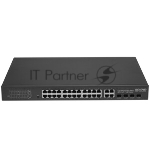 Коммутатор Osnovo SW-62444(400W), 24×100 Мбит/с PoE + 4×1 Гбит/с Combo, неуправляемый