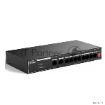 Коммутатор неуправляемый 10-портовый с РоЕ Dahua DH-SF1010LP, 8xRJ45 100Mb PoE, 2xRJ45 100Mb uplink, суммарно 65Вт, коммутация 2 Гбит/с, MAC-таблица 2K, металл