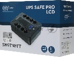 Источник бесперебойного питания SMARTWATT UPS SAFE PRO LCD 800 черный 800/480 ВА/Вт, напольный/настенный, линейно-интерактивный, LCD дисплей, Shuko CEE7/4 - 8 шт. (4 шт. с резервным питанием, 4 шт. - сетевой фильтр)
