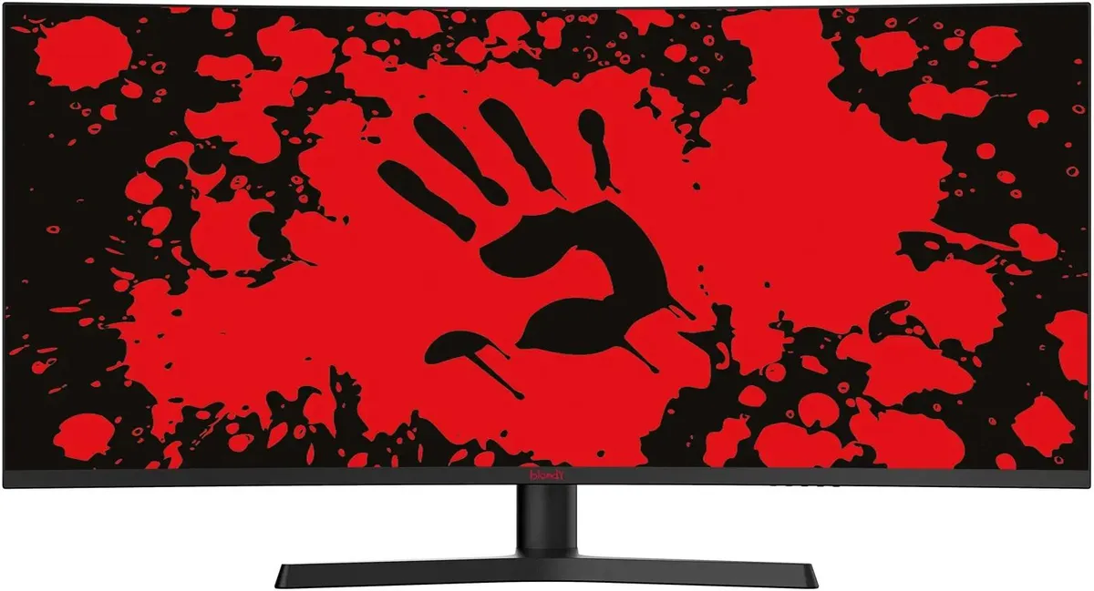 Монитор 34" BLOODY MN340W VA 3440x1440, 180 Гц, 5 мс, 21:9, 300 кд/м², 1xHDMI, DisplayPort, USB Type-C, изогнутый экран, Flicker Free, Low Blue Light, HDR10, черный