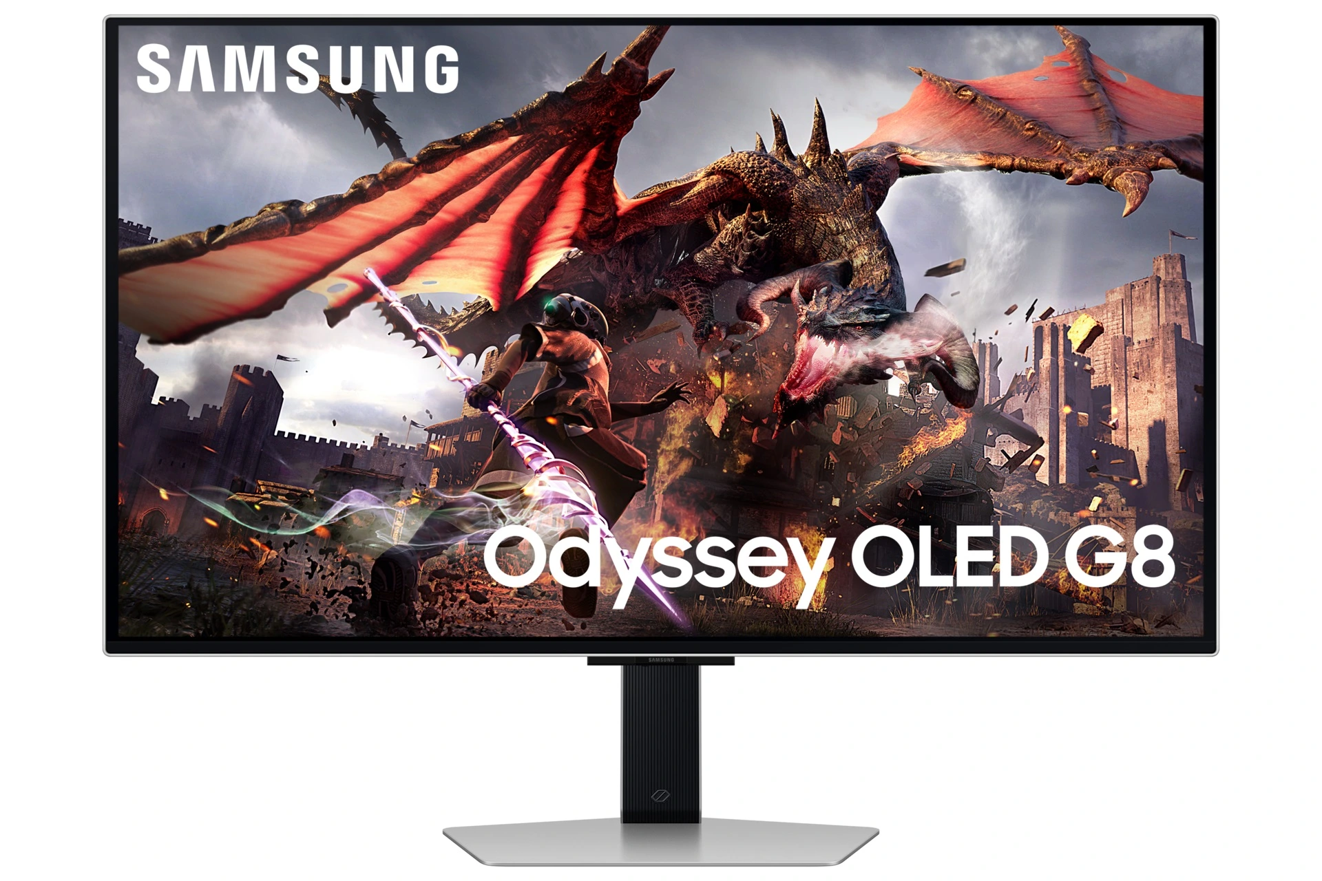 Монитор 31.5" Samsung Odyssey OLED G8 G80SD OLED 3840x2160, 240 Гц, 0.03 мс, 16:9, 250 кд/м², 2xHDMI, 1xDP, 2xUSB, 1xUSB-B, 2x5 Вт, серебристый