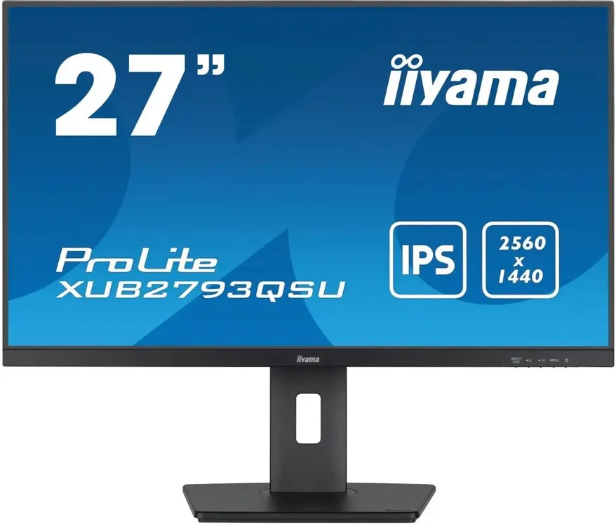 Монитор 27" iiyama XUB2793QSU-B7 IPS 2560x1440, 100 Гц, 1 мс, 16:9, 300 кд/м², HDMI, DisplayPort, USB-A, встроенные динамики, Flicker Free, Low Blue Light, трехсторонний безрамочный дизайн, регулировка по высоте, поворот на 90 градусов, черный
