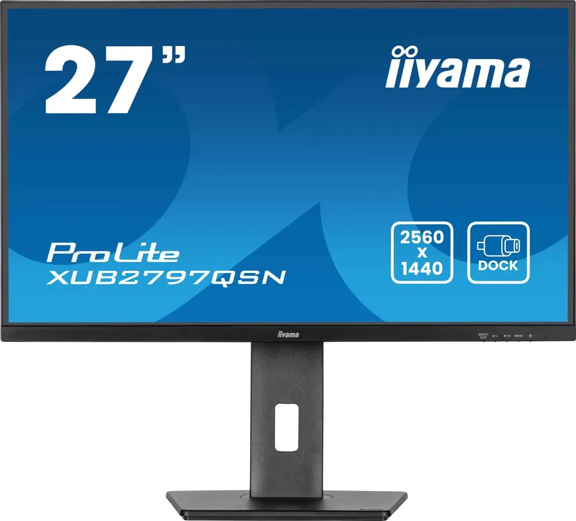 Монитор 27" iiyama XUB2797QSN-B2 IPS 2560x1440, 100 Гц, 1 мс, 16:9, 300 кд/м², HDMI, DisplayPort, USB-A, USB-C (65 Вт), Ethernet, встроенные динамики, Flicker Free, Low Blue Light, регулировка по высоте, поворот на 90 градусов, черный