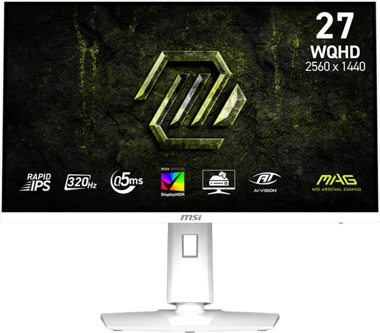 Монитор 27" MSI MAG 274QRFW X32 IPS 2560x1440, 320 Гц, 0.5 мс, 16:9, 300 кд/м², HDMI 2.1, DP, USB-C, 3.5 Jack, Adaptive-Sync, HDR10, DisplayHDR 400, белый
