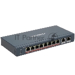 Коммутатор Hikvision DS-3E0310HP-E(C), 8×100 Мбит/с PoE + 2×1 Гбит/с, неуправляемый