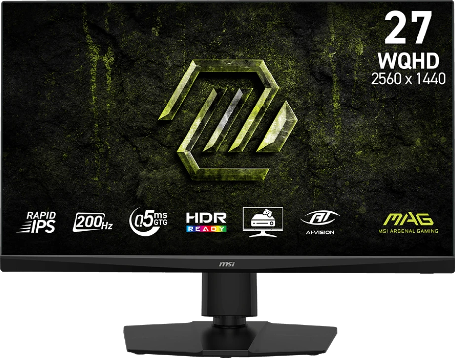 Монитор 27" MSI MAG 272QPF E20 Rapid IPS 2560x1440, 200 Гц, 0.5 мс, 16:9, 300 кд/м², 2xHDMI 2.0b, DP 1.4, USB-C (15 Вт), 3.5 Jack, HDR10, Adaptive-Sync, черный