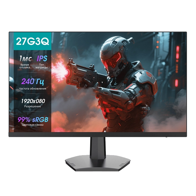 Монитор 27" Hisense 27G3Q IPS 1920x1080, 240 Гц, 1 мс, 16:9, 320 кд/м², 2×HDMI, DP, HDR10, FreeSync, черный