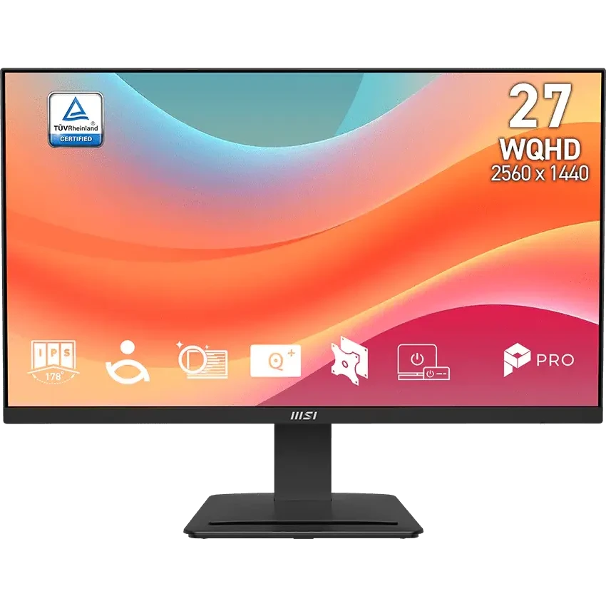 Монитор 27" MSI PRO MP273Q E7 IPS 2560x1440, 75 Гц, 1 мс, 16:9, 250 кд/м², 2×HDMI 2.0, DP 1.4, 3.5 Jack, HDR10, Adaptive-Sync, черный