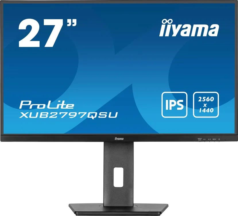 Монитор 27" iiyama XUB2797QSU-B2 IPS 2560x1440, 100 Гц, 1 мс, 16:9, 300 кд/м², HDMI, DisplayPort, USB-A, встроенные динамики, Flicker Free, Low Blue Light, трехсторонний безрамочный дизайн, регулировка по высоте, поворот на 90 градусов, черный