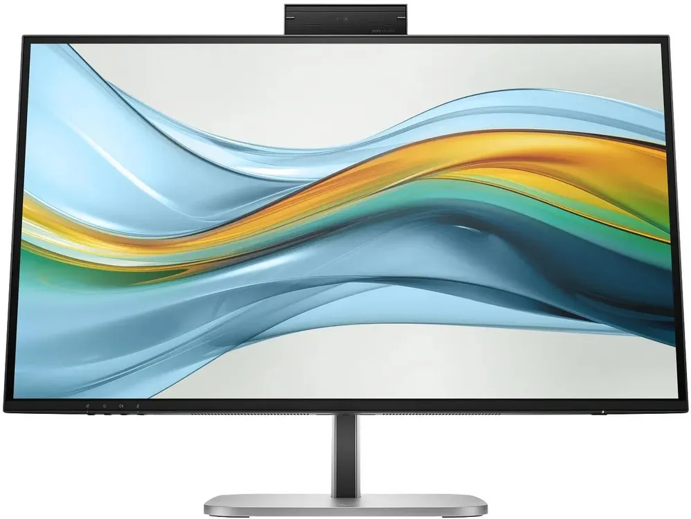 Монитор 27" HP 527pm IPS 2560x1440, 100 Гц, 5 мс, 16:9, 350 кд/м², HDMI, DisplayPort, USB-C, веб-камера 5 Мп, встроенные динамики, KVM-модуль, трехсторонний безрамочный дизайн, поворот на 90 градусов, регулировка по высоте, черный и серебристый