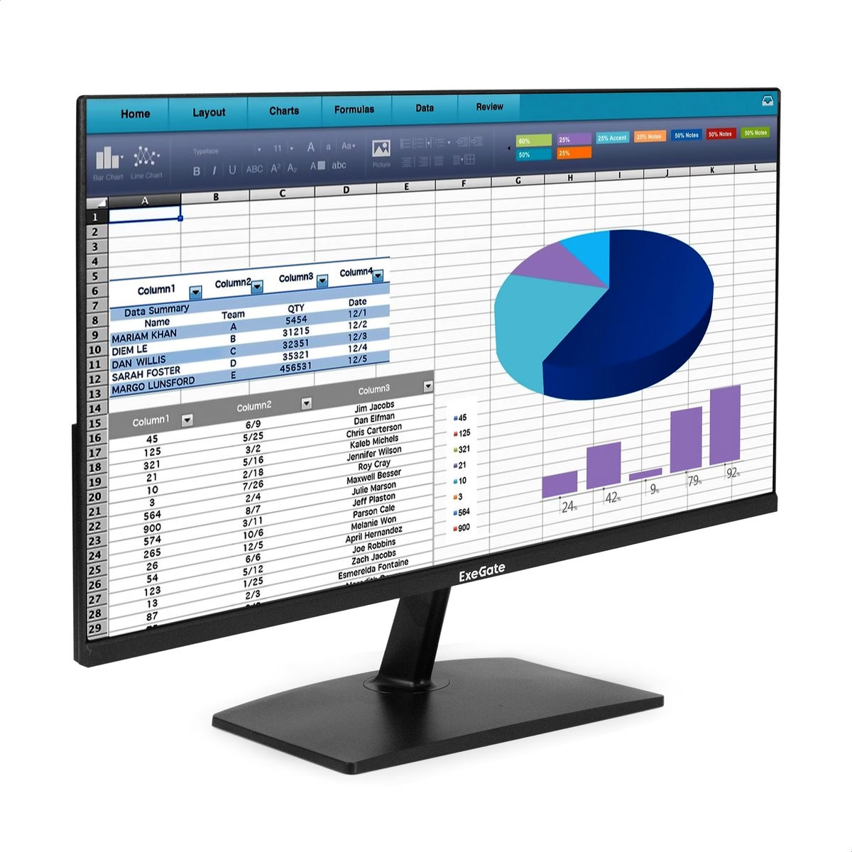 Монитор 23.8" ExeGate ProSmart EH2400 IPS 1920x1080, 100 Гц, 5 мс, 16:9, 250 кд/м², HDMI, VGA, Flicker Free, Low Blue Light, FreeSync, черный