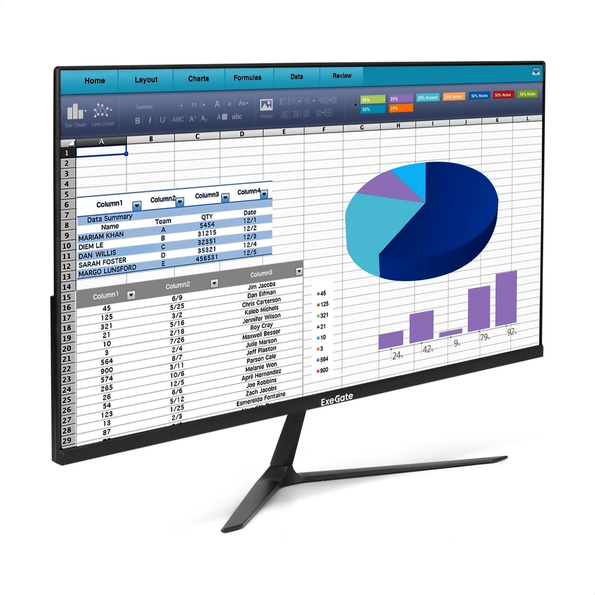 Монитор 27" ExeGate ProSmart EV2707CA VA 1920x1080, 100 Гц, 5 мс, 16:9, 250 кд/м², HDMI, VGA, Flicker Free, Low Blue Light, черный