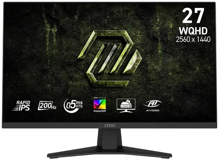 Монитор 27" MSI MAG 274QF E20 IPS 2560x1440, 200 Гц, 0.5 мс, 16:9, DisplayHDR 400, 250 кд/м², HDMI 2.0b (x2), DisplayPort 1.4a, выход на наушники, Low Blue Light, слот для замка безопасности, трехсторонний безрамочный дизайн, полуматкая антибликовая поверхность, черный