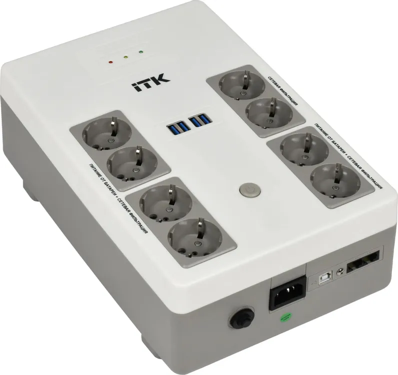 Источник бесперебойного питания ITK ELECTRA EST8-600VA-1-001 / 600 ВА / 360 Вт / 8 x CEE 7 (евророзетка)