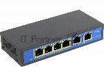 Коммутатор PoE 4 порта 10/100Mbps SWP-7504POE/2P 4xPoE+1xUplink RJ45, IEEE 802.3af, мощность 15.4 Вт на порт, БП 52В/1.25А, настенный крепеж в ком