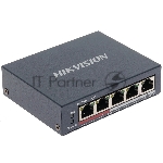 Коммутатор Hikvision DS-3E0105P-E(B), 4×100 Мбит/с PoE + 1×100 Мбит/с Uplink, неуправляемый